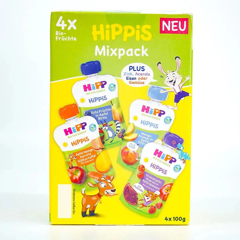 HiPP Fruit Pouches Hippis Mixpack (12+ Months) - 4 Pouches