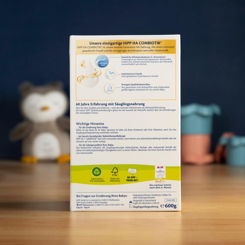 HiPP HA Stage 1 Hypoallergenic Infant Formula 0-6 Months (600g)