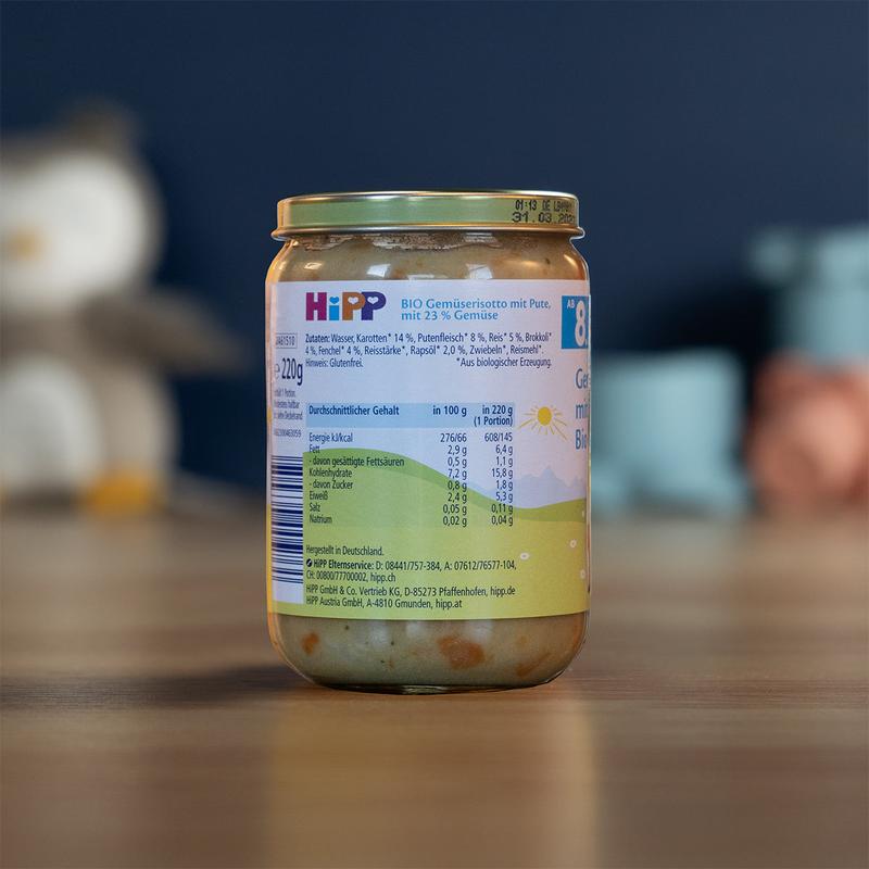 HiPP Jar - Vegetable Risotto With Tender Organic Turkey (220g) - 8+ months