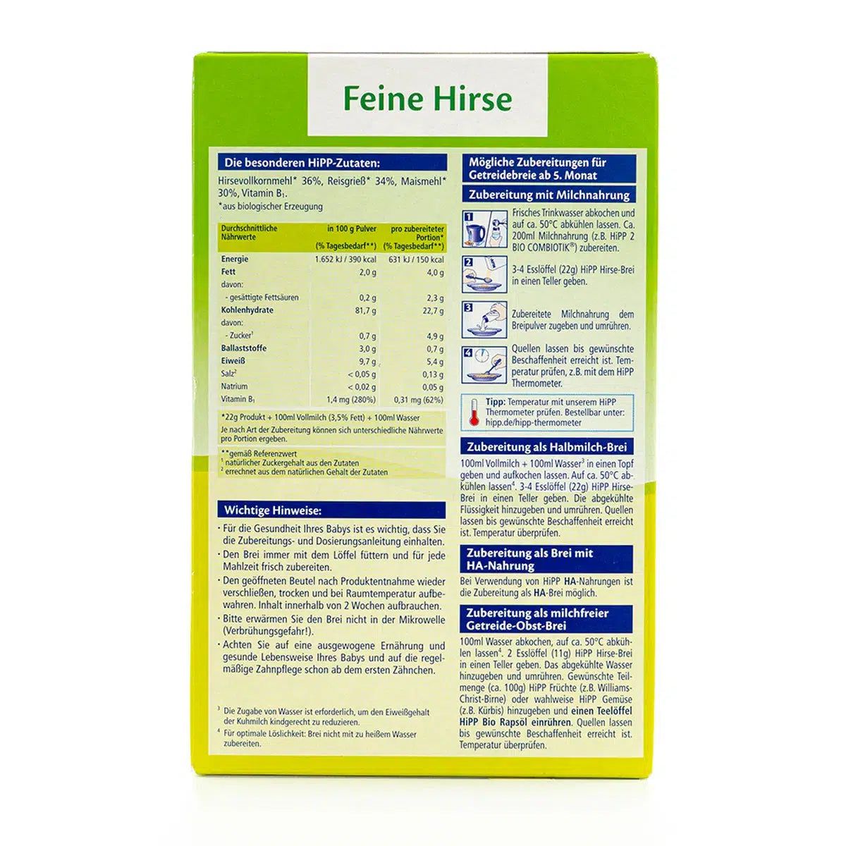 HiPP Organic Grain Porridge - Fine Millet With Rice And Corn (5+ Months) - 200g