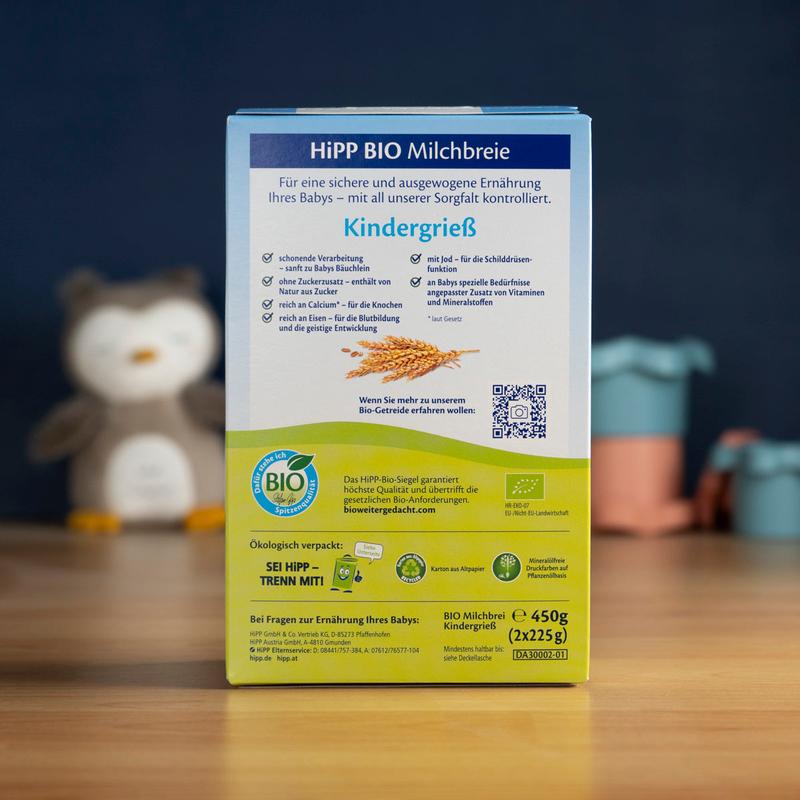 HiPP Organic Semolina Milk Porridge (6+ Months) - 450g