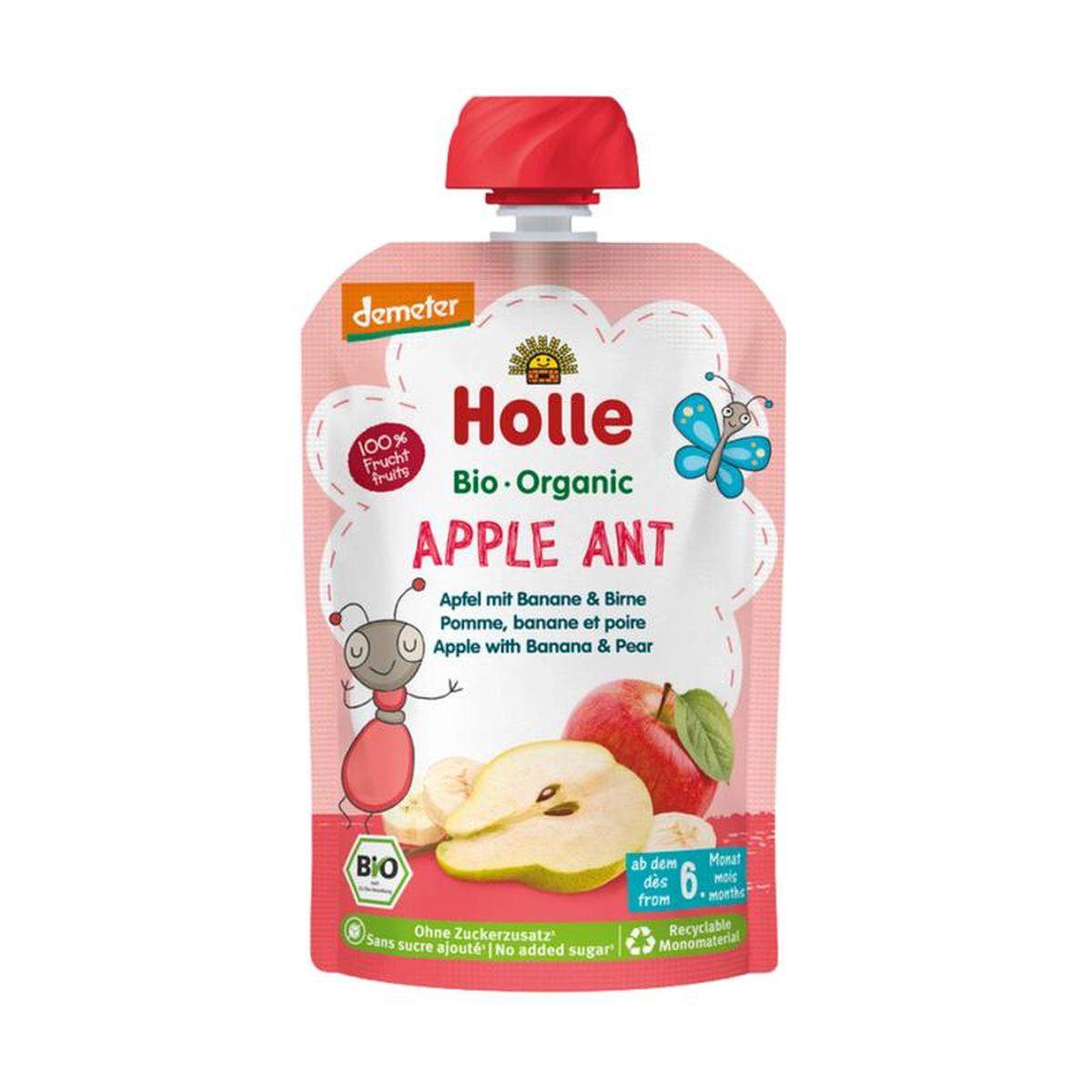 Holle Apple Ant: Apple, Banana & Pear (6+ months) - 10 Pouches