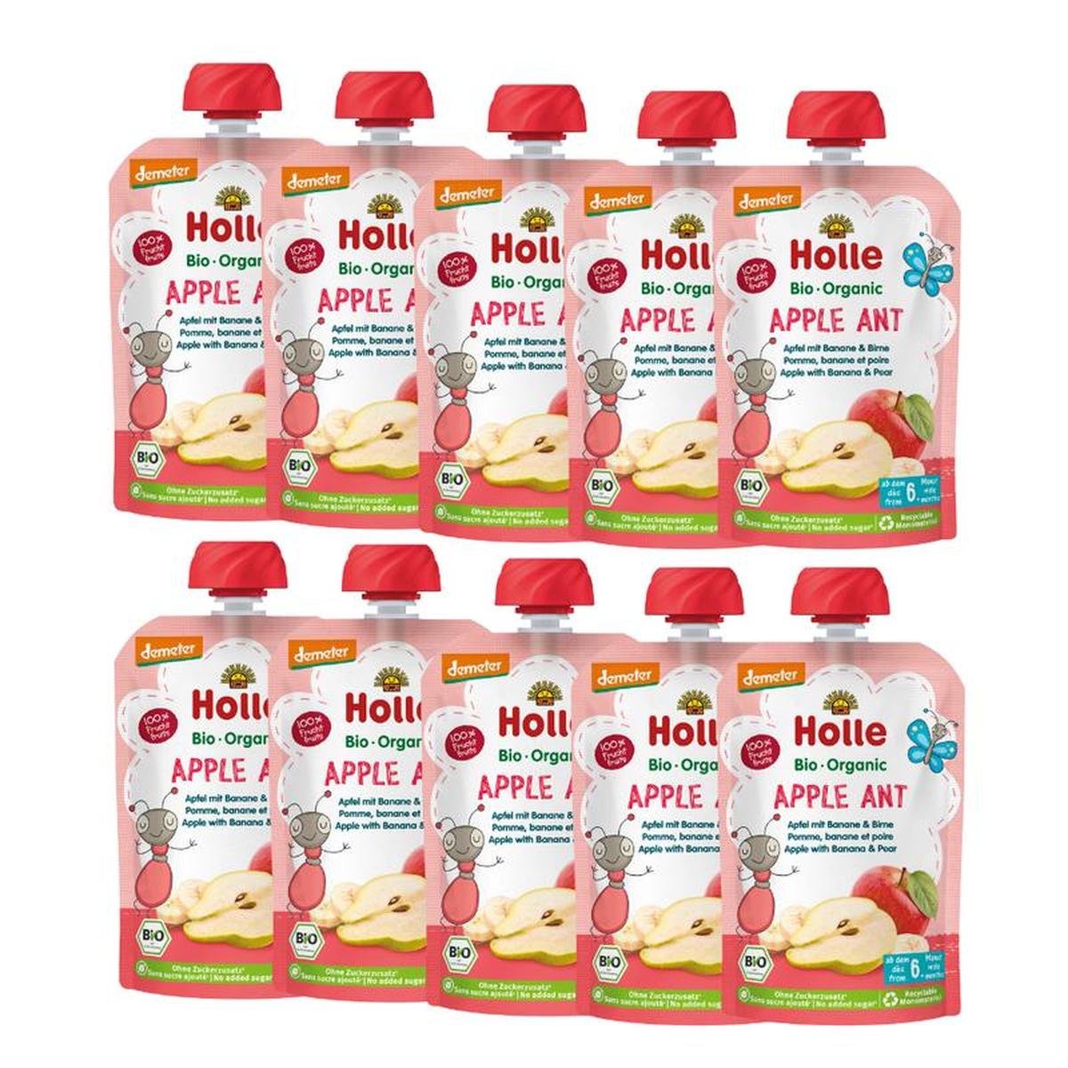 Holle Apple Ant: Apple, Banana & Pear (6+ months) - 10 Pouches