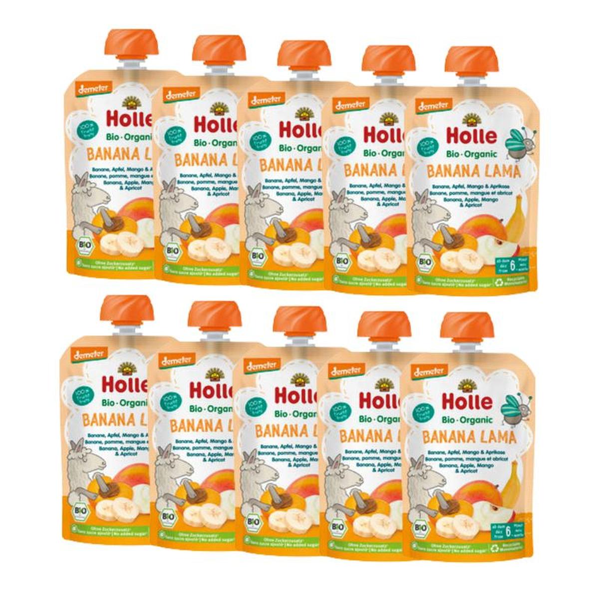 Holle Banana Lama: Banana, Apple, Mango & Apricot (6+ Months) - 10 Pouches