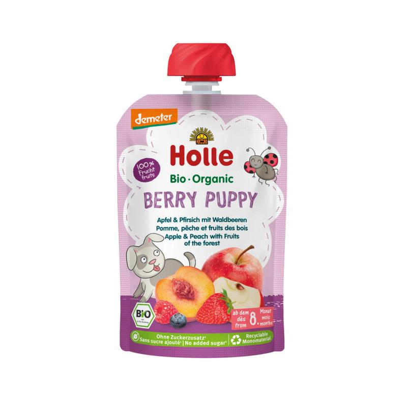 Holle Berry Puppy: Apple & Peach with Fruits (8+ months) - 10 Pouches