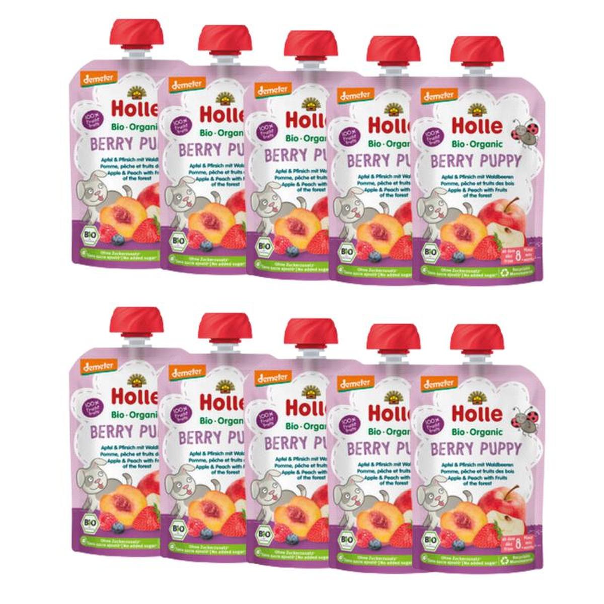 Holle Berry Puppy: Apple & Peach with Fruits (8+ months) - 10 Pouches