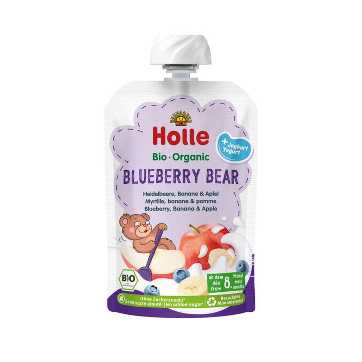 Holle Blueberry Bear: Blueberry, Apple, Banana & Yogurt (8+ Months) - 10 Pouches