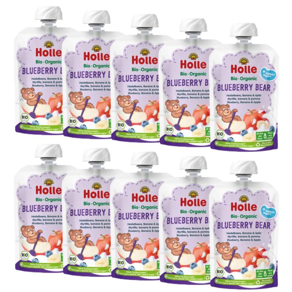 Holle Blueberry Bear: Blueberry, Apple, Banana & Yogurt (8+ Months) - 10 Pouches