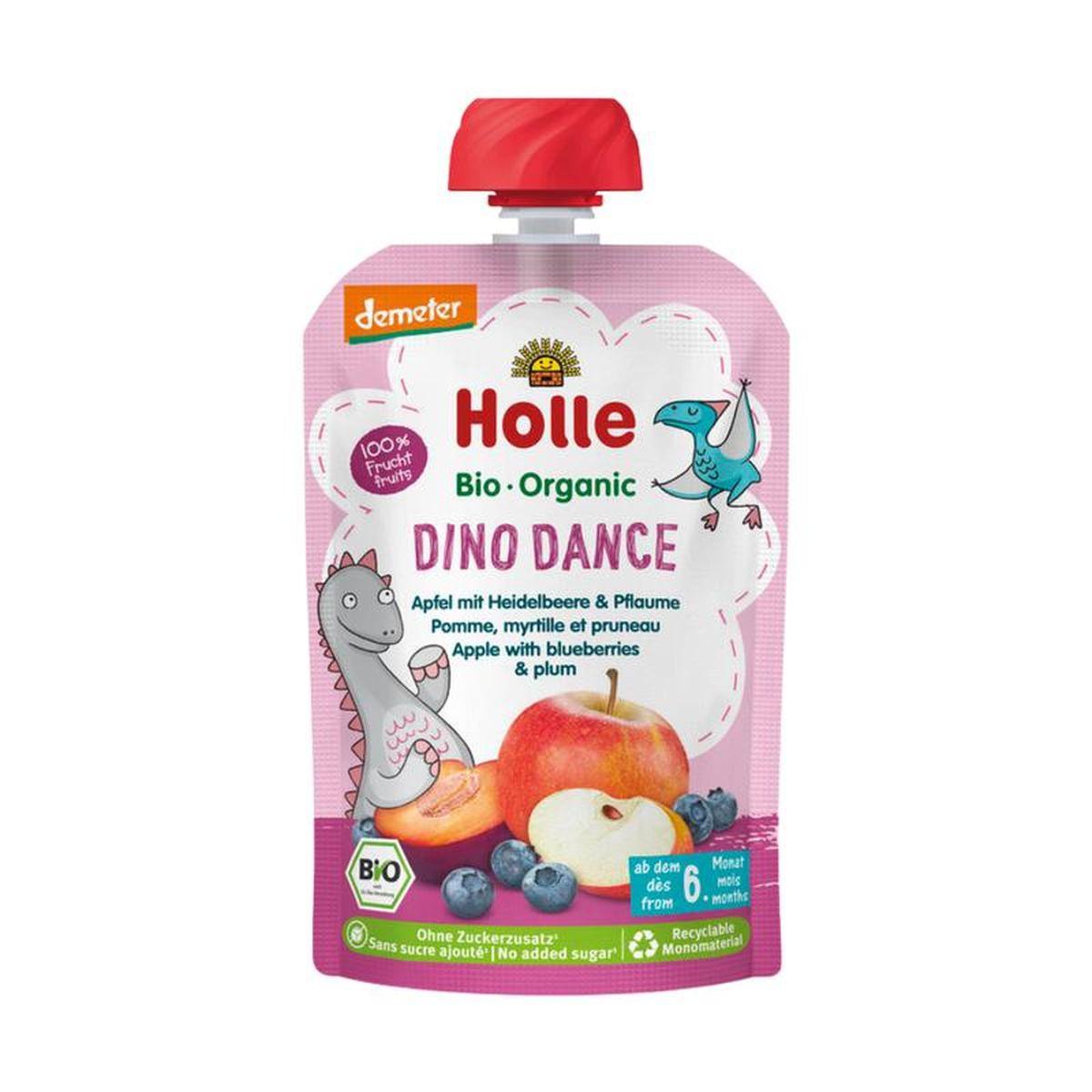 Holle Dino Dance: Apple, Blueberries & Prunes (6+ Months) - 10 Pouches