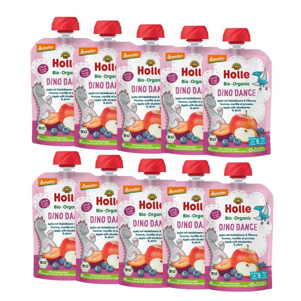 Holle Dino Dance: Apple, Blueberries & Prunes (6+ Months) - 10 Pouches
