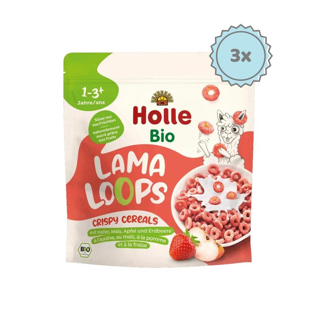 Holle Lama Loops - Oats, Corn and Strawberry Crispy Cereals (125g) - (1+ years) - 3 Packs