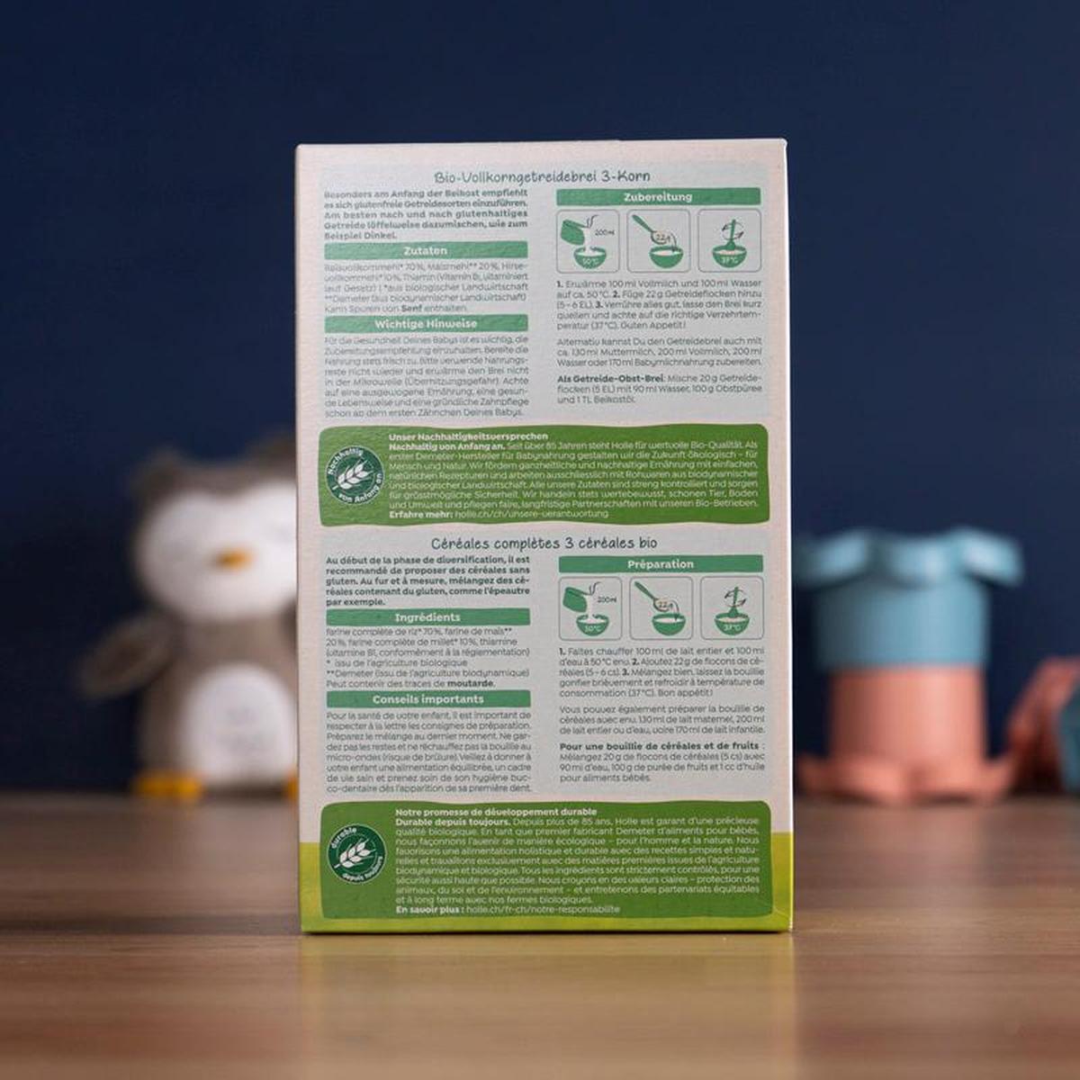 Holle Organic 3-Grain Porridge (6+ Months) - 250g