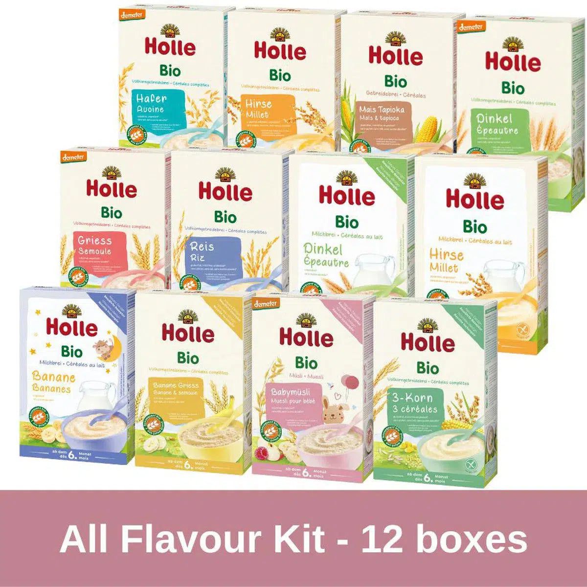 Holle Organic Cereals & Porridges - All Flavours Kit - 12 Boxes