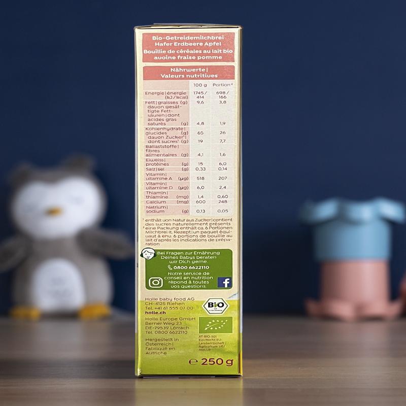 Holle Organic Milk Cereal Oat and Strawberries with Apple (6+ Months) - 250g