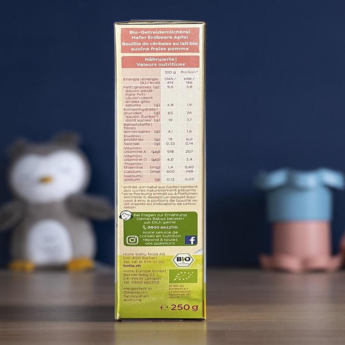 Holle Organic Milk Cereal Oat and Strawberries with Apple (6+ Months) - 250g