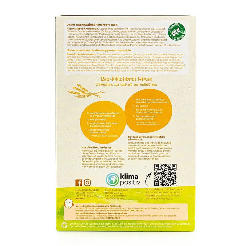 Holle Organic Milk Cereal with Millet (5+ Months) - 250g