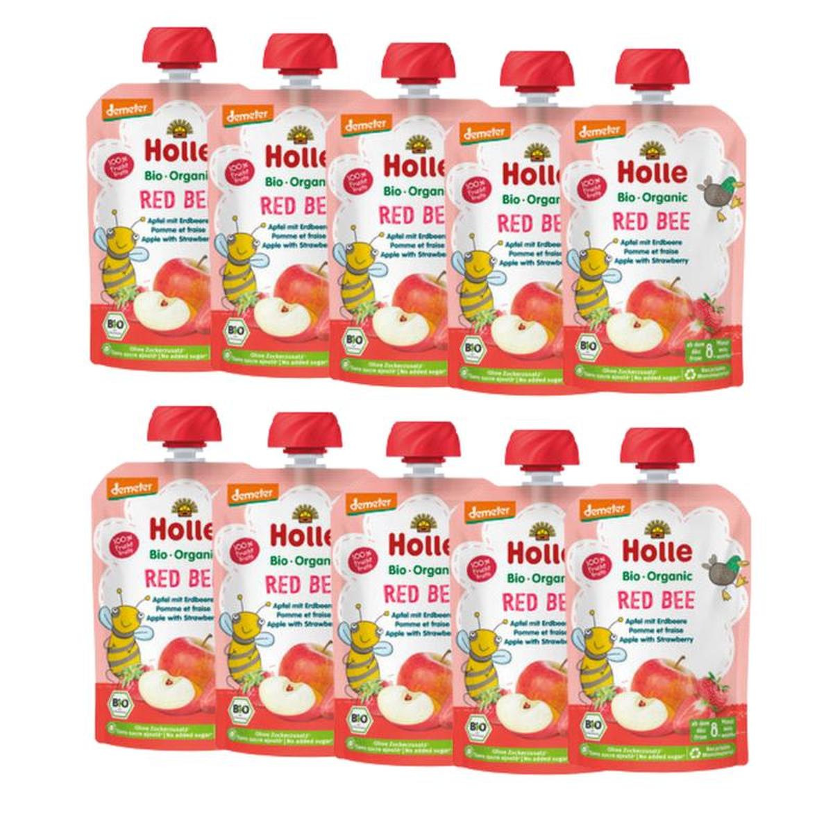Holle Red Bee: Apple & Strawberry (8+ Months) - 10 Pouches