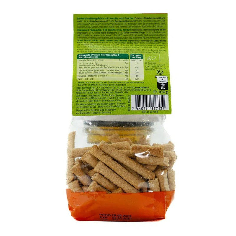 Holle Snack - Carrot-Fennel Sticks (3+ Years), 100g - 6 Packs