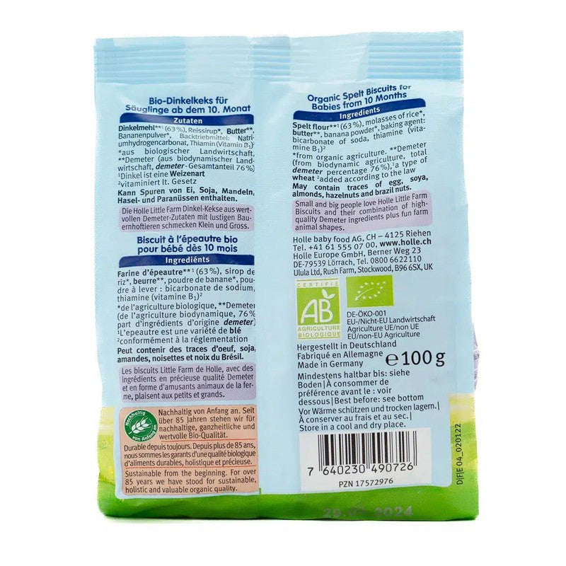 Holle Snack - Little Farm Spelt Biscuits (10+ Months), 100g - 6 Packs