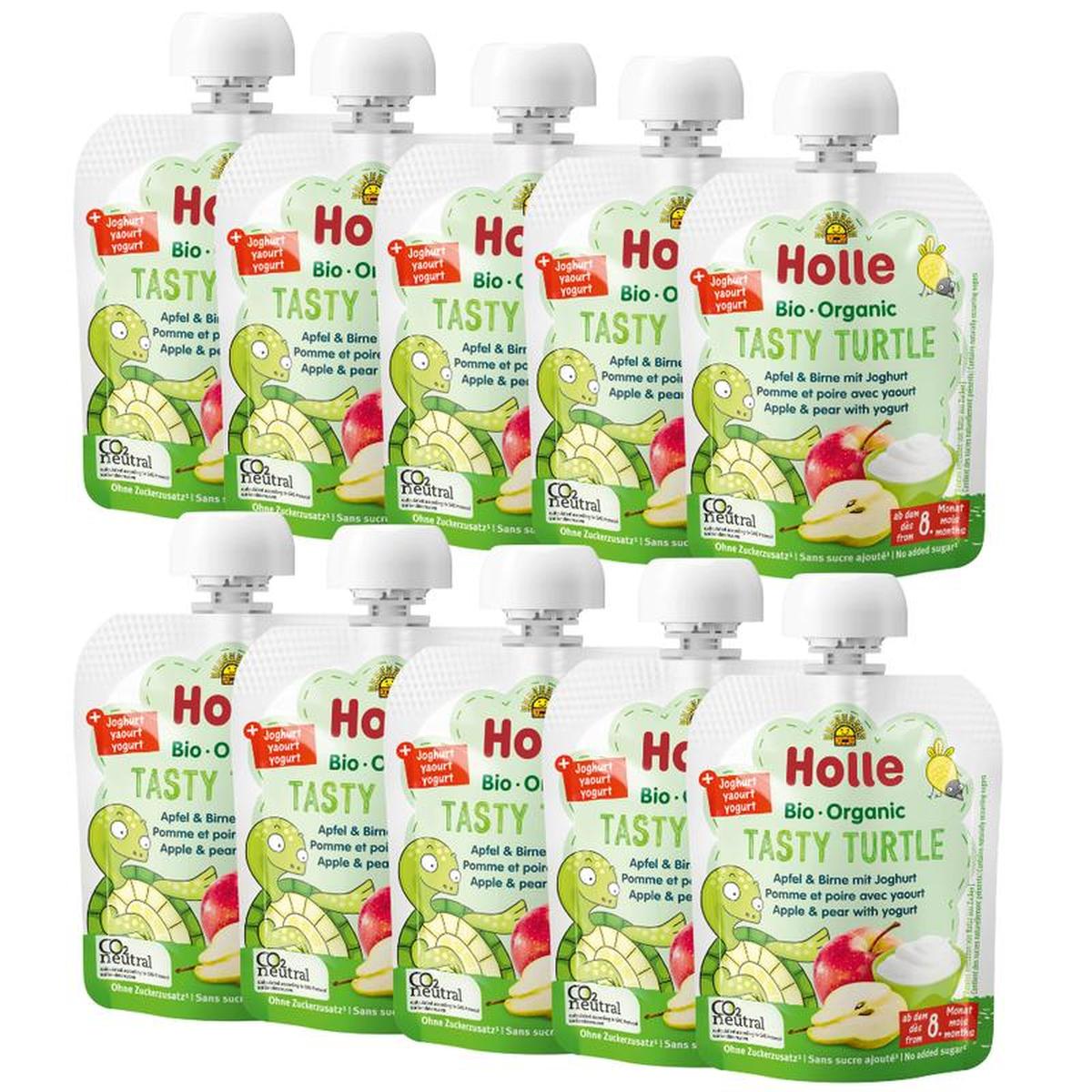 Holle Tasty Turtle: Apple, Pear & Yogurt (8+ Months) - 10 Pouches