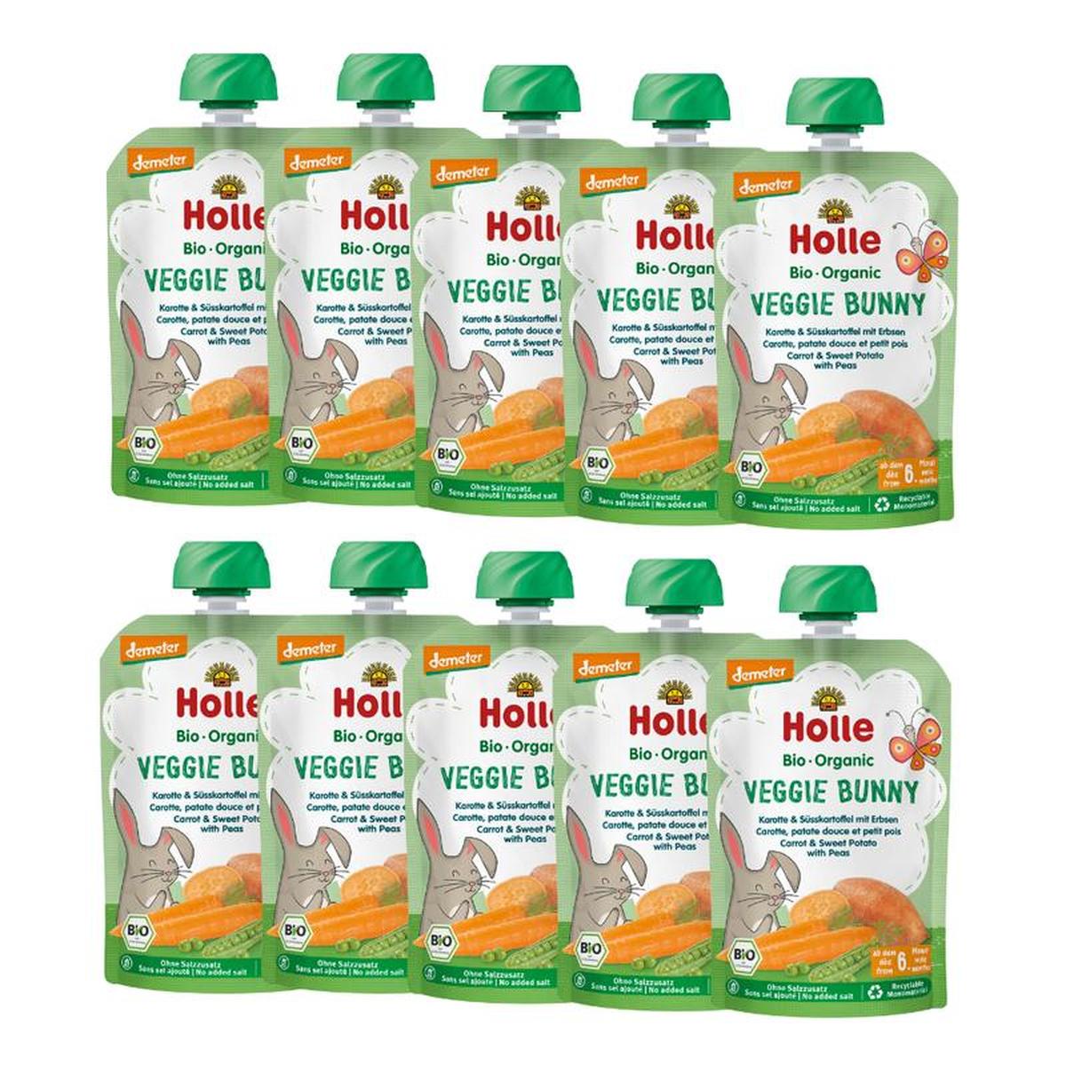 Holle Veggie Bunny: Carrot, Sweet Potato & Peas (6+ Months) - 10 Pouches