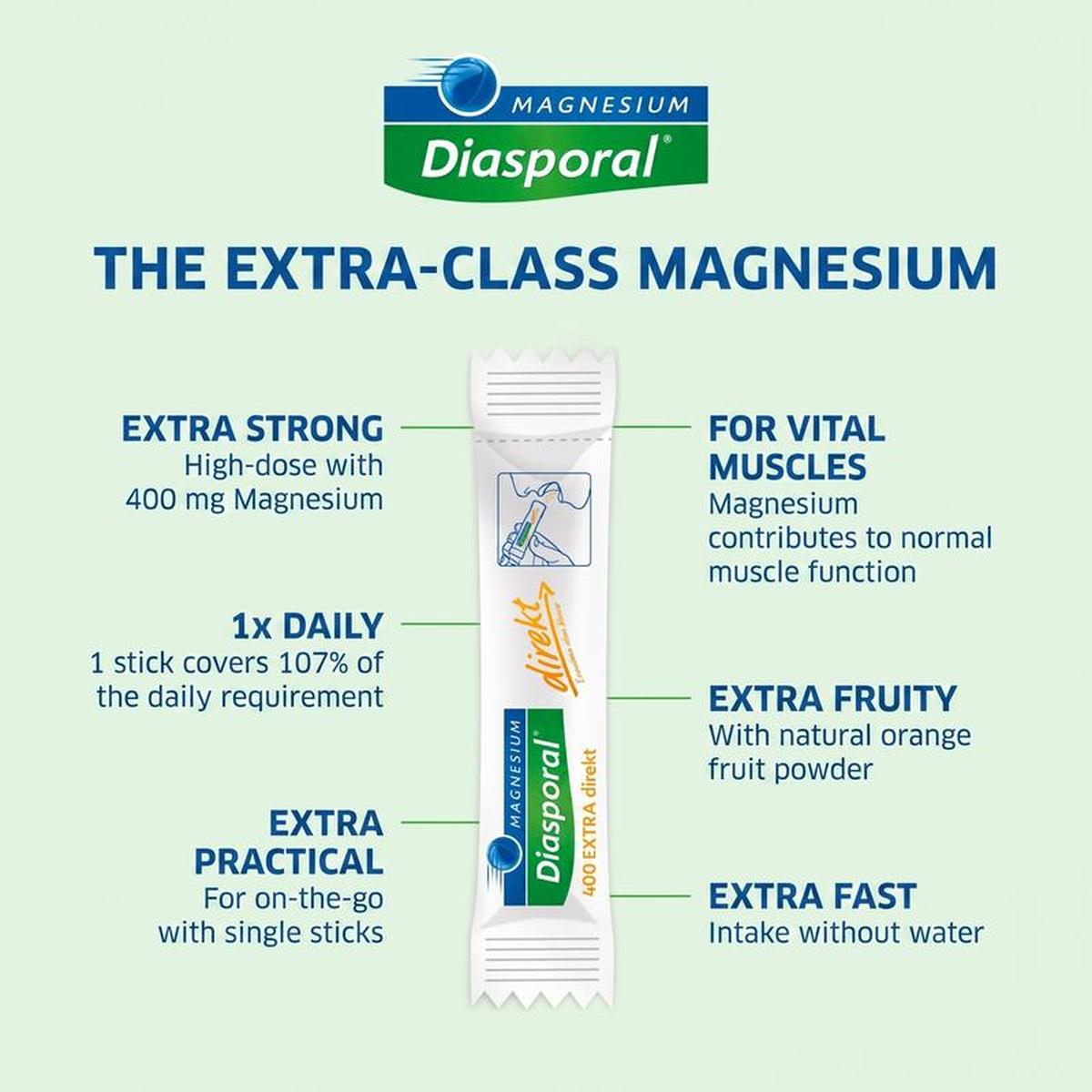 Magnesium Diasporal 400 Extra Direct Granules (100 units)