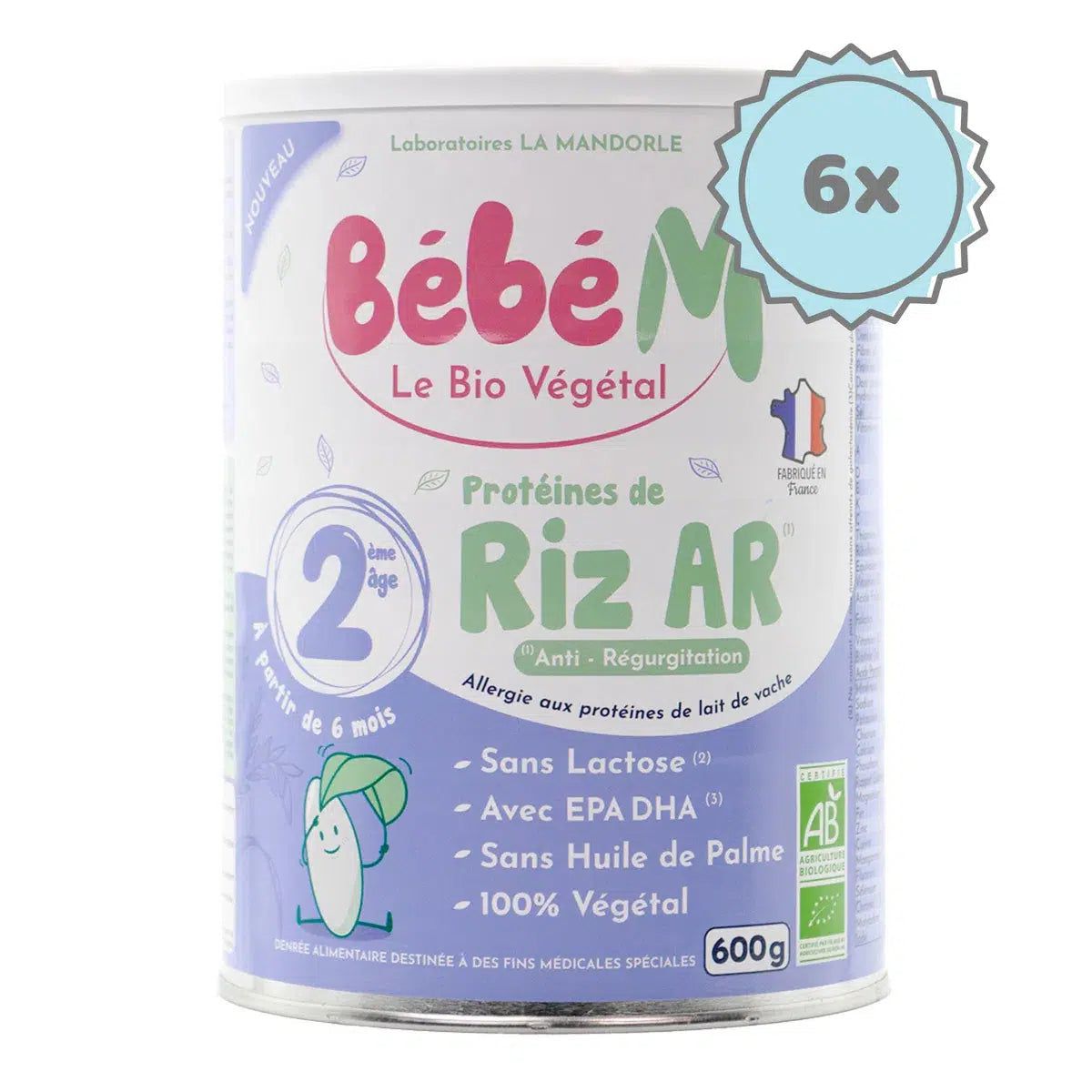 Bebe M (Bebe Mandorle) Organic Anti-Reflux Rice-Based Formula - Stage 2 (6+ months) - (600g)