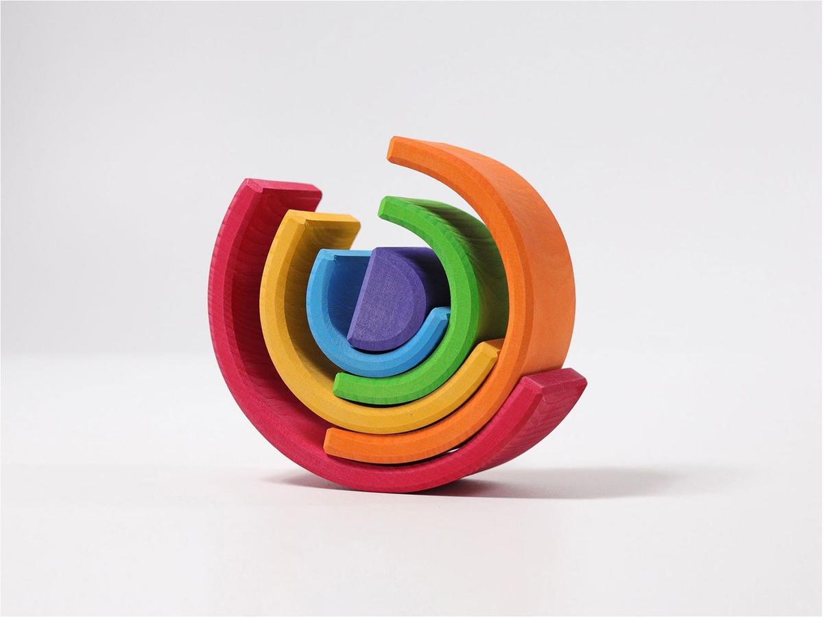 Grimm's Small Rainbow Wooden Toy, 6 Pieces (1+ Year)