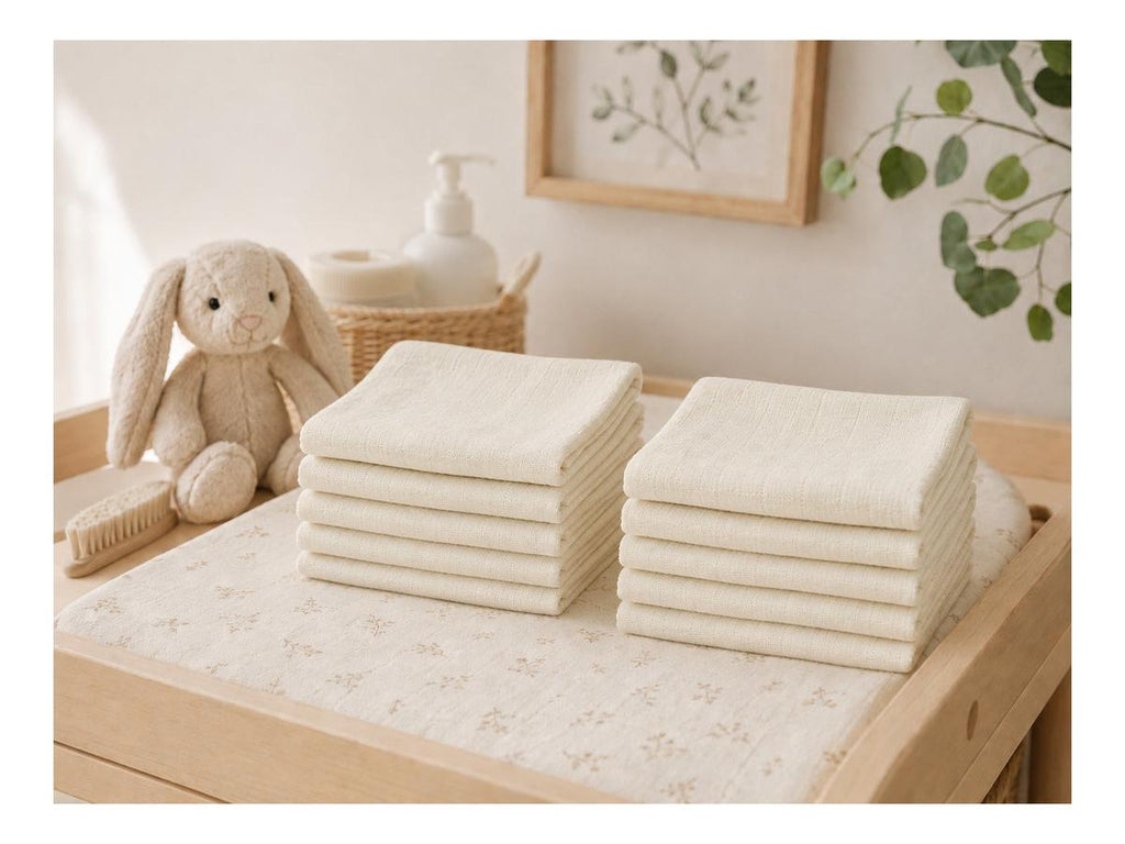 Hans Natur Organic Cotton Muslin Cloths, 80 x 80 cm, 10-Pack (0+ Months)