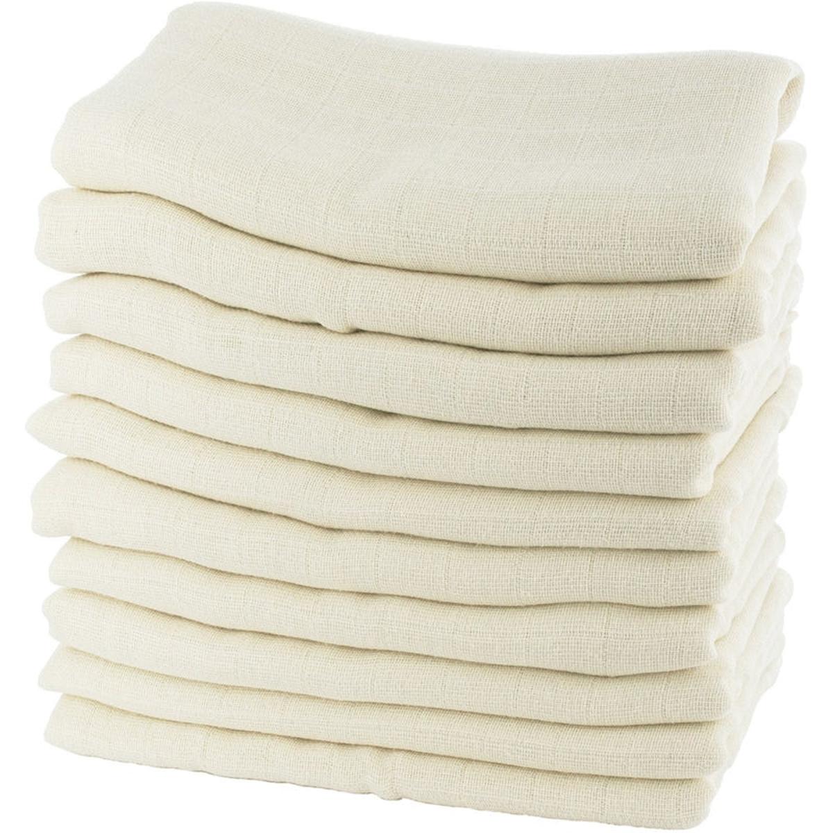 Hans Natur Organic Cotton Muslin Cloths, 80 x 80 cm, 10-Pack (0+ Months)