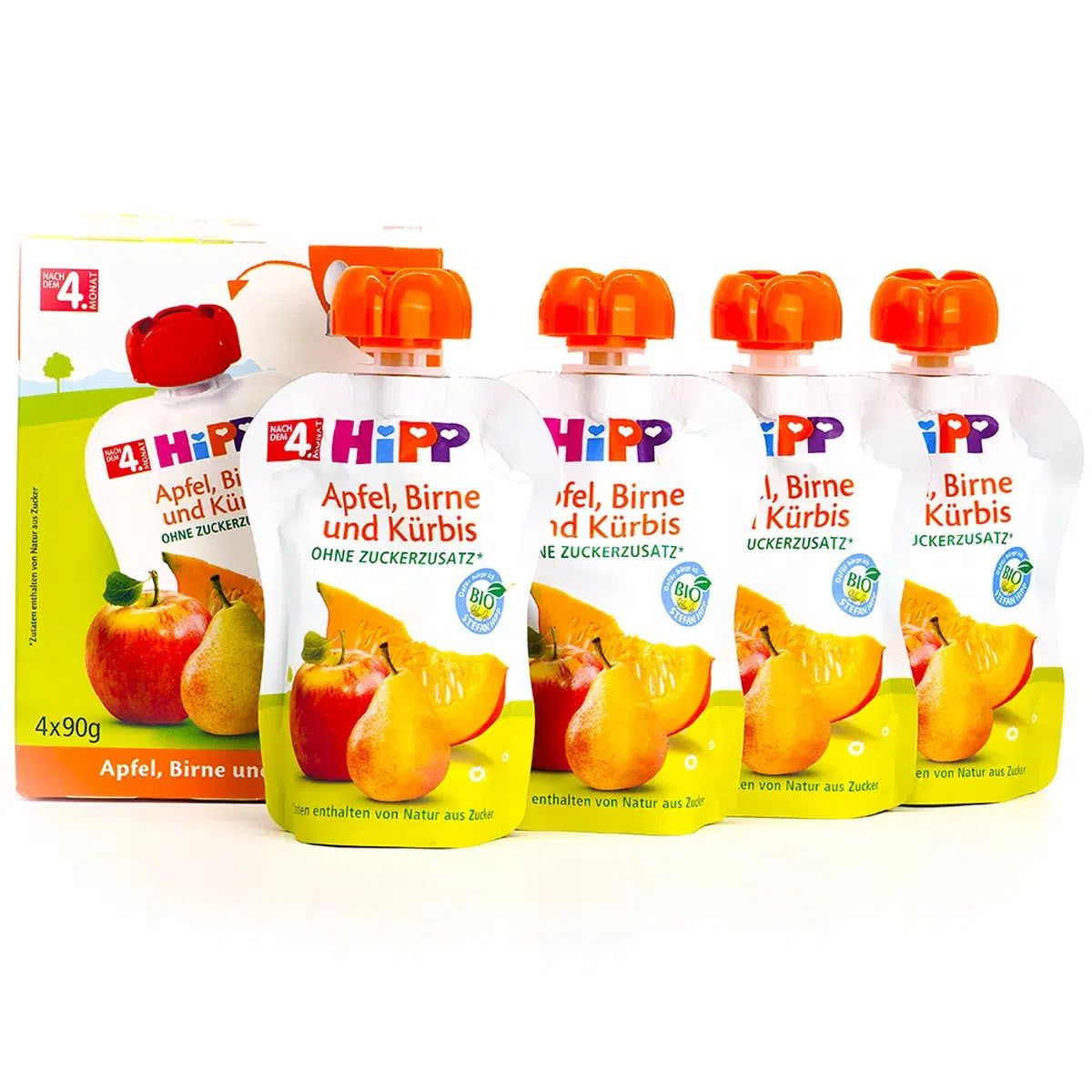 HiPP Fruit Pouches - Apple, Pear and Pumpkin (4+ Months) - 4 Pouches
