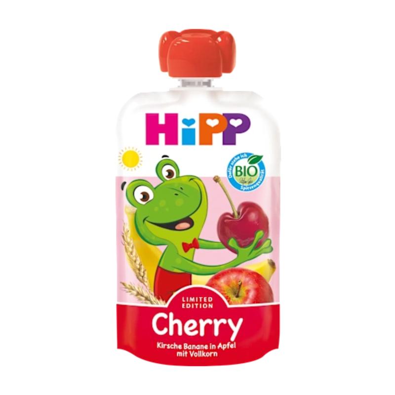 HiPP Fruit Pouches Cherry, Banana, Apple with Whole Grain (12+ Months)