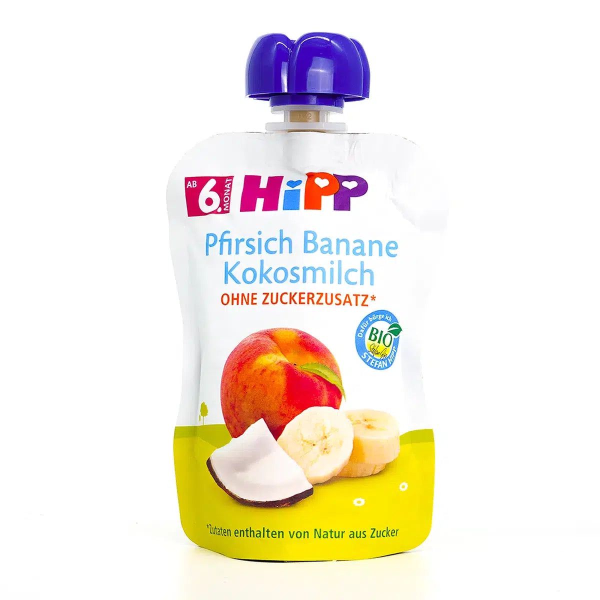 HiPP Fruit Pouches - Peach & Banana With Coconut Milk (6+ Months