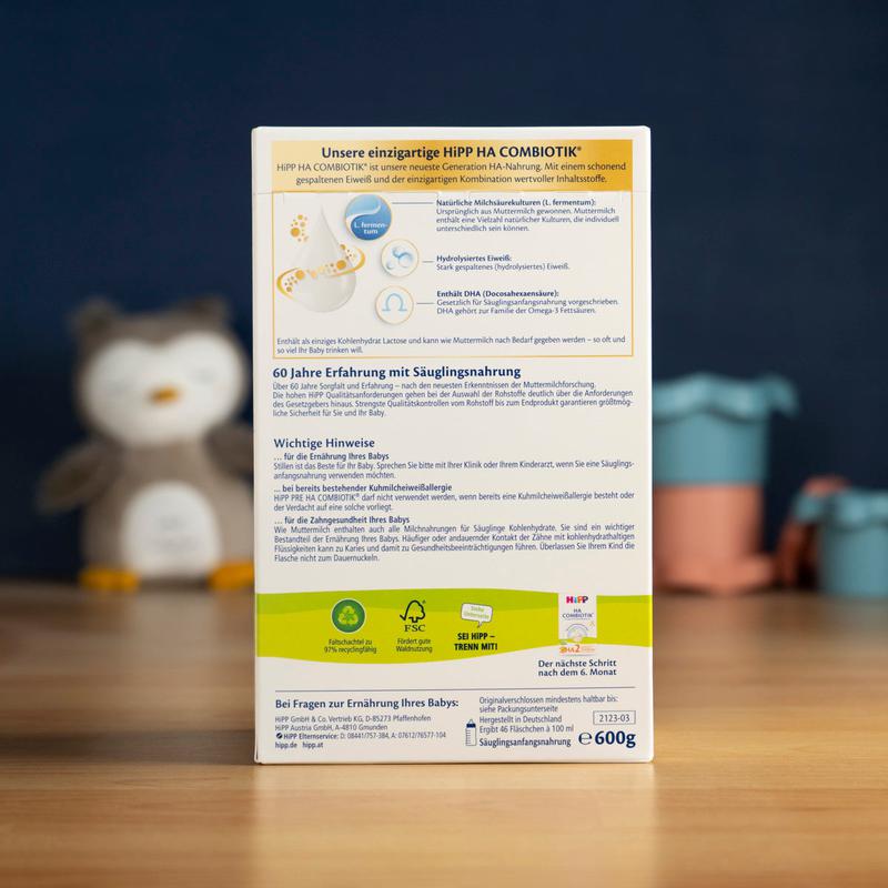 HiPP HA PRE Hypoallergenic Infant Formula 0+ Months (600g)