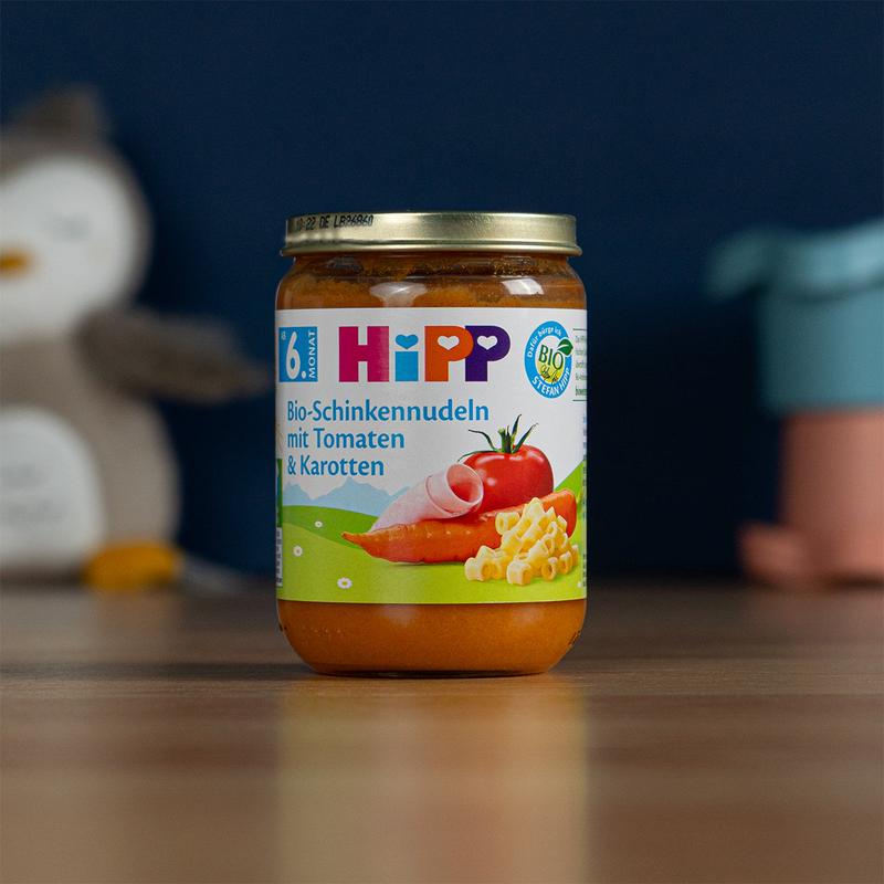 HiPP Jar - Organic Ham Noodles With Tomatoes and Carrots (190g)