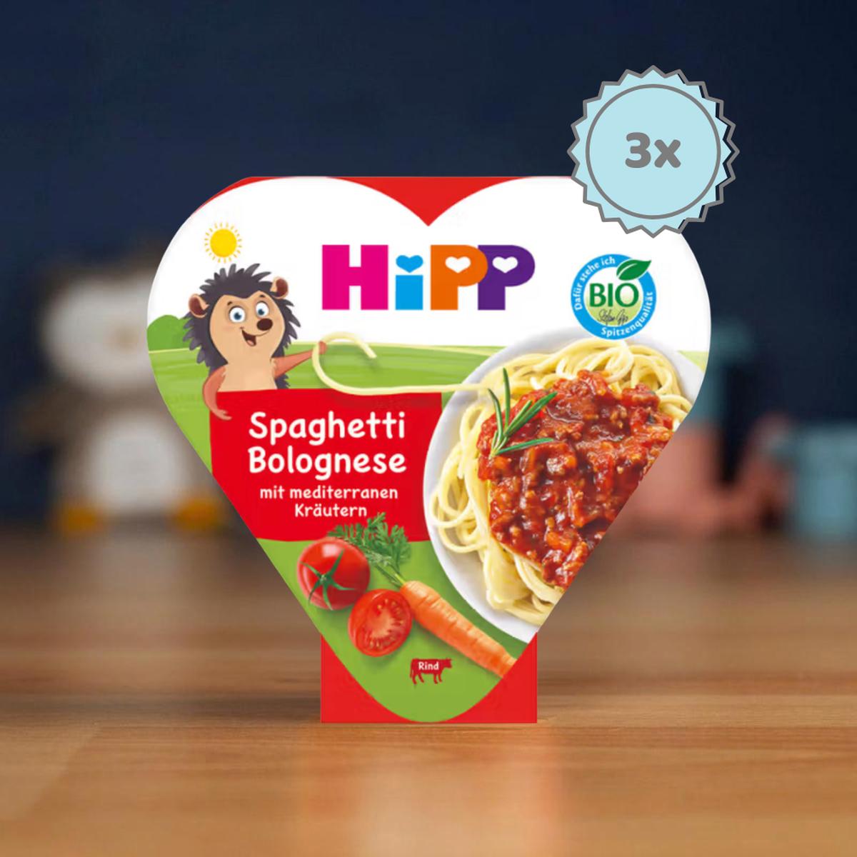 HiPP Menu Organic Spaghetti Bolognese with Mediterranean Herbs Toddler Meal (250g) - 12+ months - 3 Packs