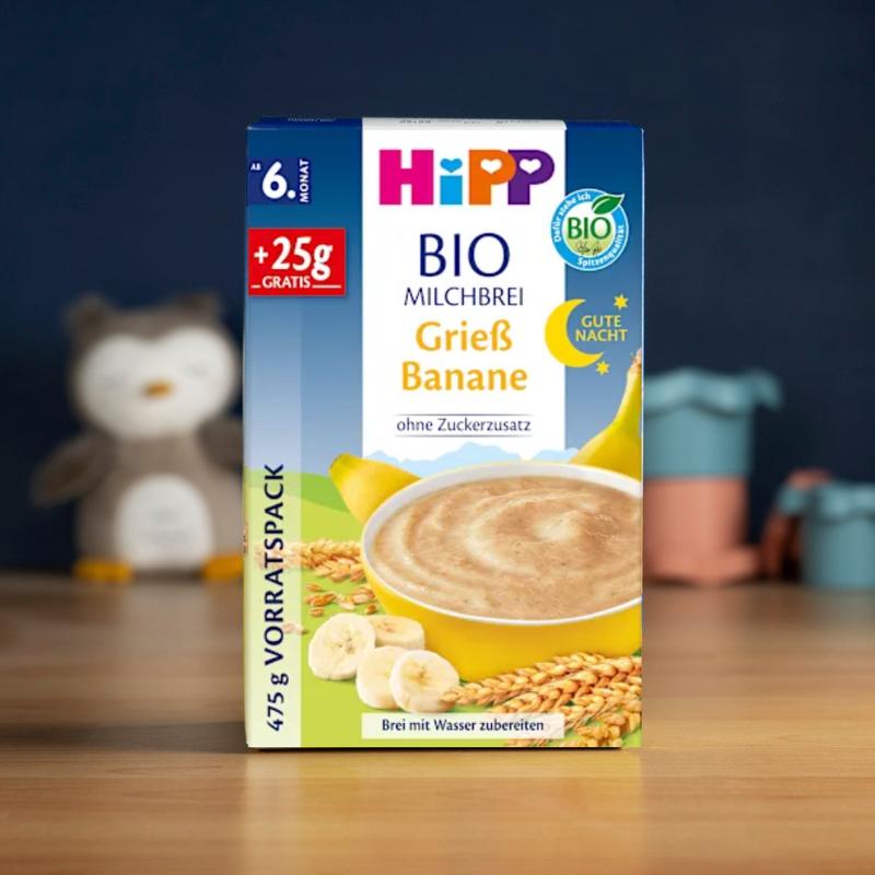 HiPP Organic Banana-Semolina Milk Evening Porridge (6+ Months) - 475g