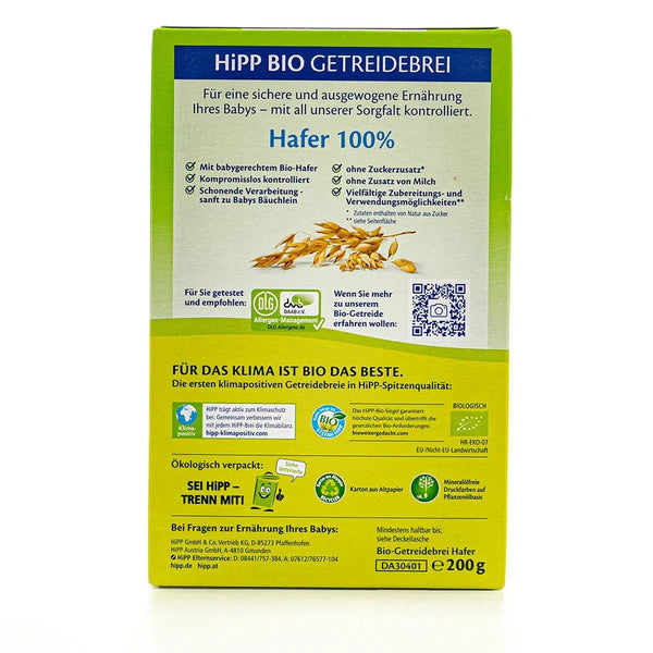 HiPP Organic Grain Porridge 100% Oats 200g – Love Organic Baby