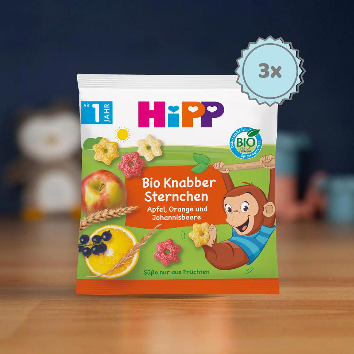 HiPP Organic Crunchy Stars Baby Snack - Apple, Orange & Blackcurrant: 12+ Months (30g) - 3 Packs