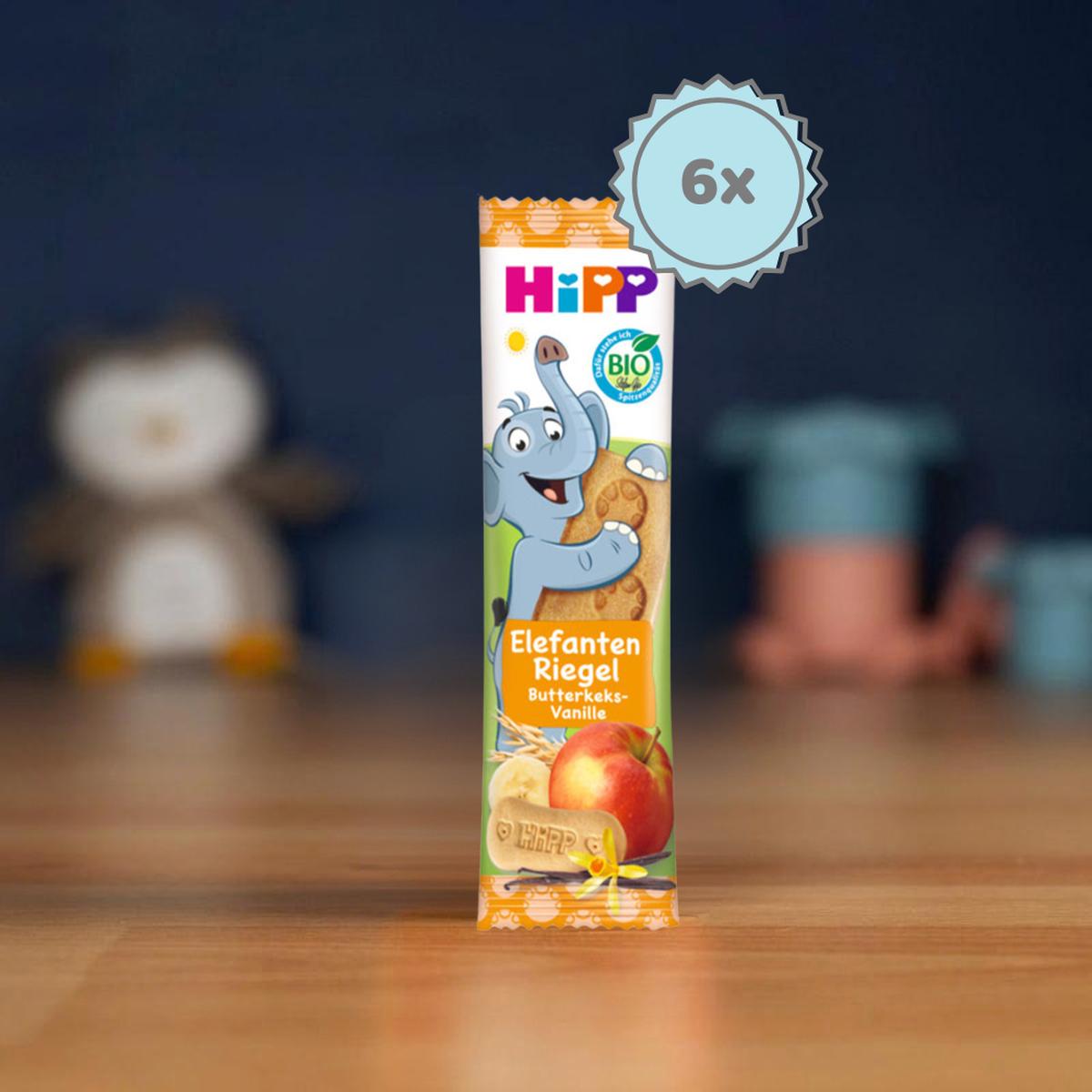 HiPP Organic Elephant Muesli Snack Bar - Butter Biscuit, Apple & Vanilla: 12+ Months (20g) - 6 Bars