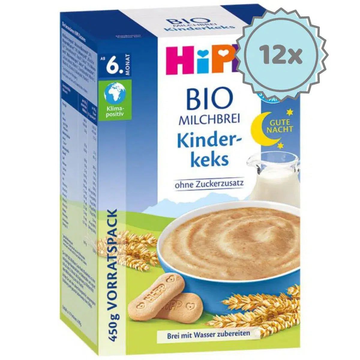 HiPP Organic Good Night Milk Porridge - Biscuit (6+ Months) - 450g