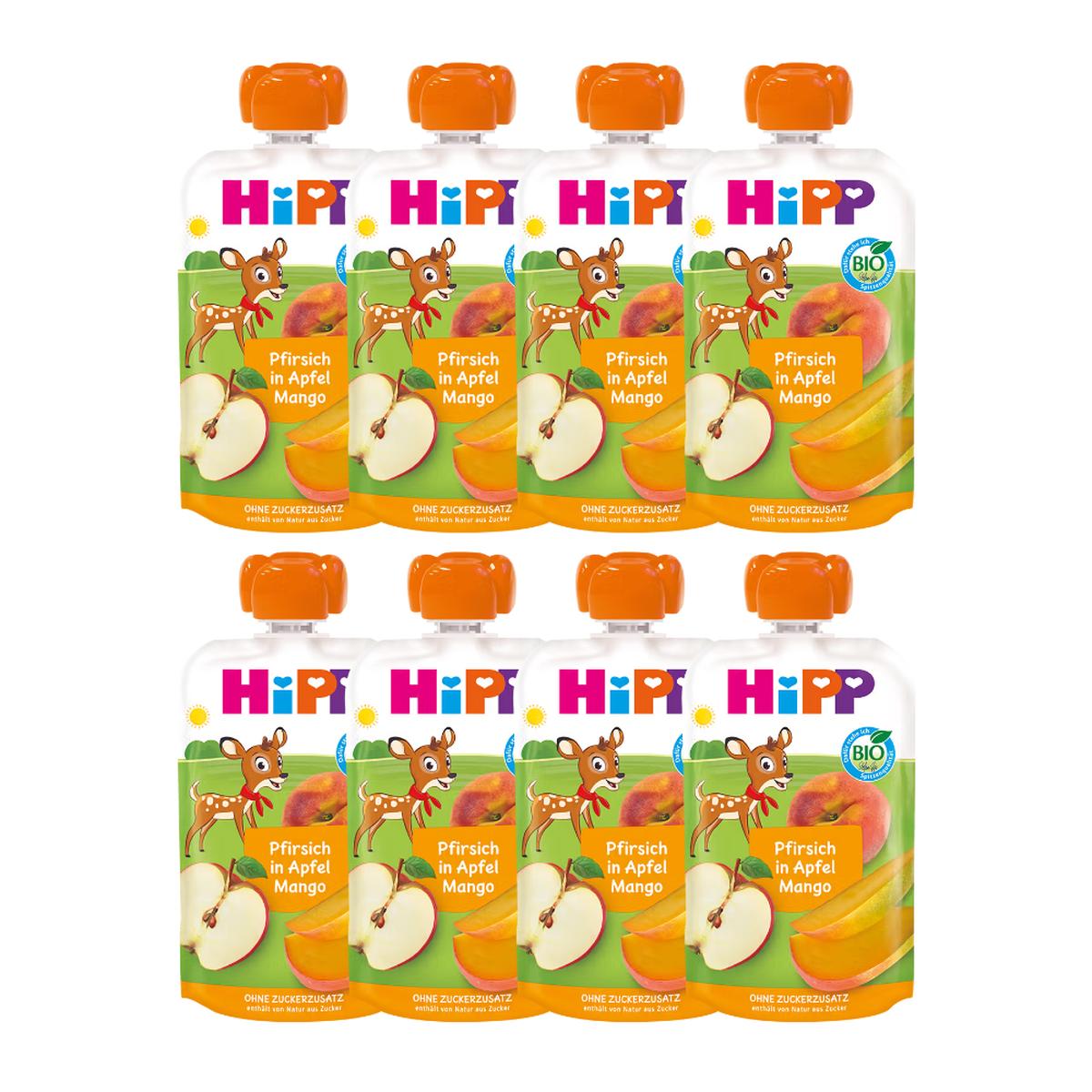 HiPP Organic Peach in Apple and Mango (12+ Months) - 8 Pouches