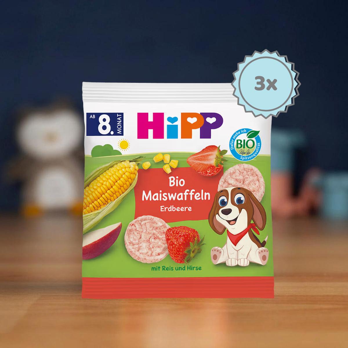 HiPP Organic Strawberry Corn Cakes Snack: 8+ Months (30g) - 3 Packs