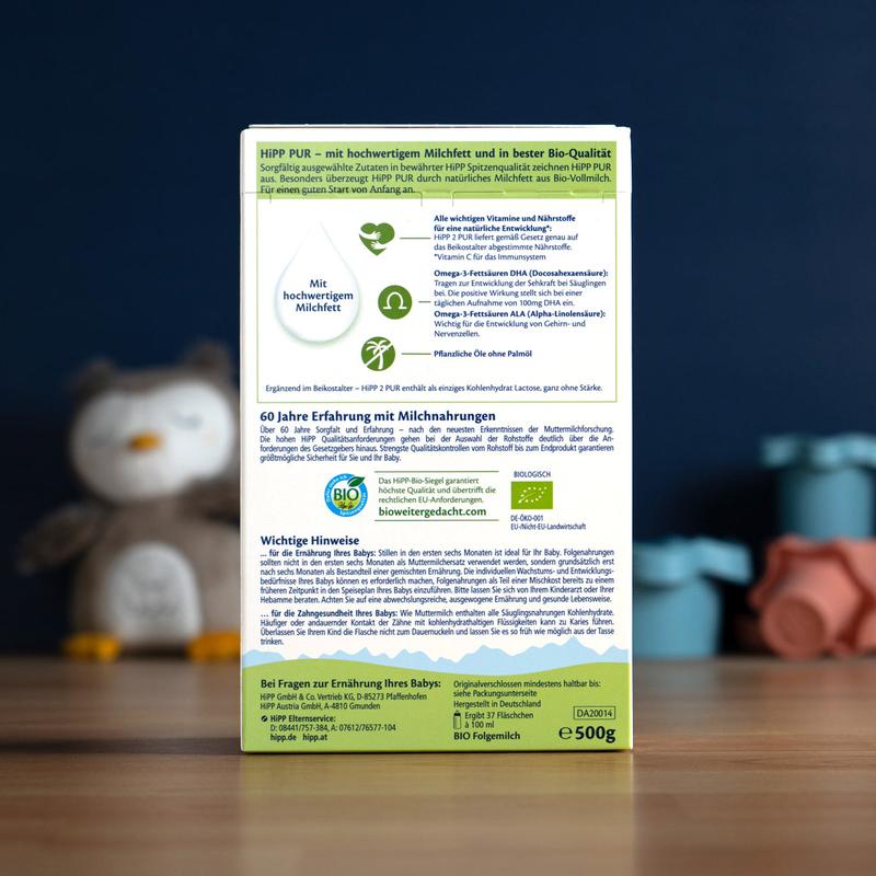 HiPP PUR Stage 2 Organic Whole Milk Formula 6+ months (500g)