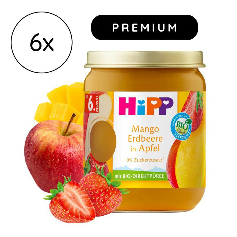 HiPP Mango Strawberry In Apple Puree Jars Organic Baby Food HiPP Mango Strawberry In Apple Puree Jars Organic Baby Food