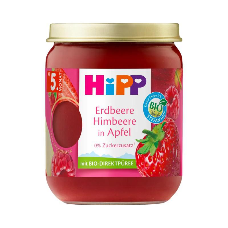 HiPP Strawberry Raspberry in Apple Puree Jars