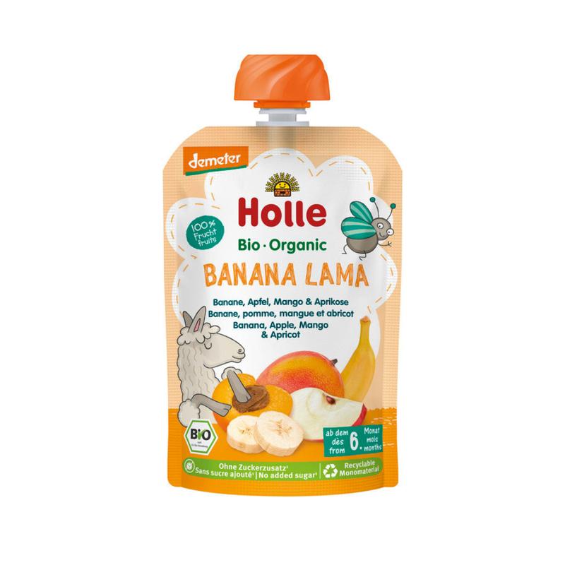 Holle Banana Lama: Banana, Apple, Mango & Apricot (6+ Months) - 10 Pouches