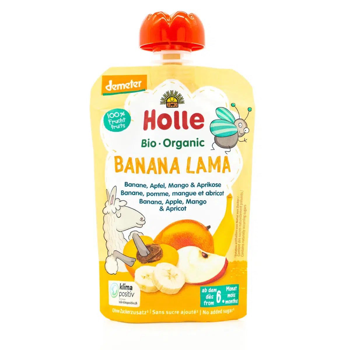 Holle Banana Lama: Banana, Apple, Mango & Apricot (6+ Months) - 12 Pouches