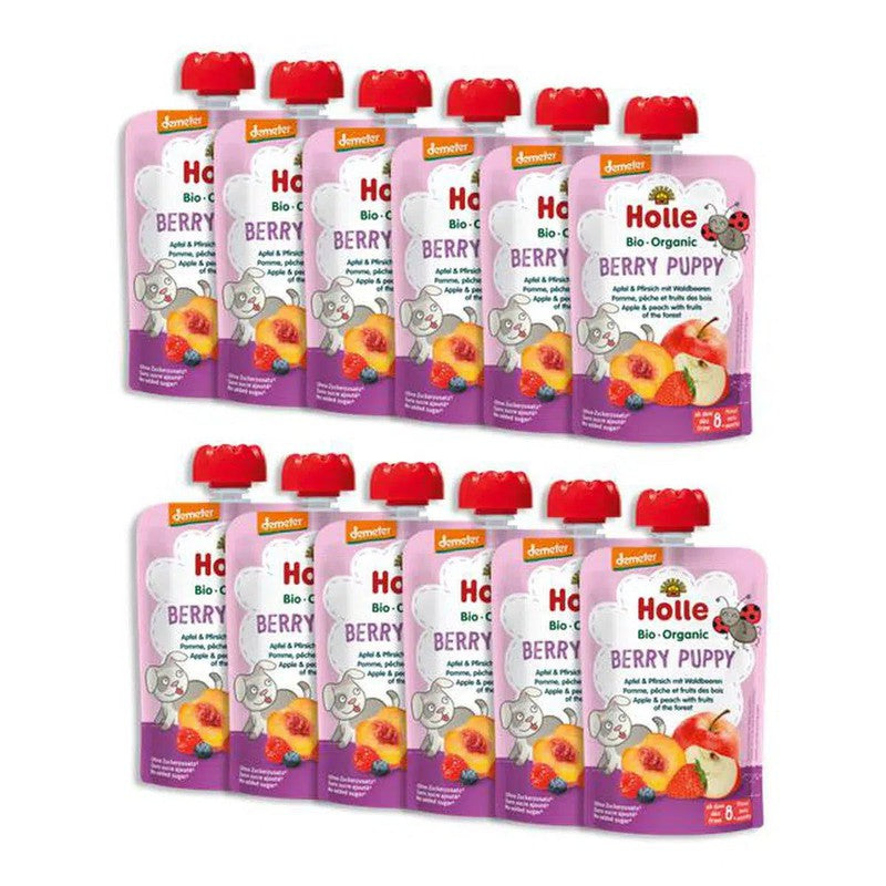 Holle Baby Food Pouches - Organic Fruit & Grain Puree - Panda Peach