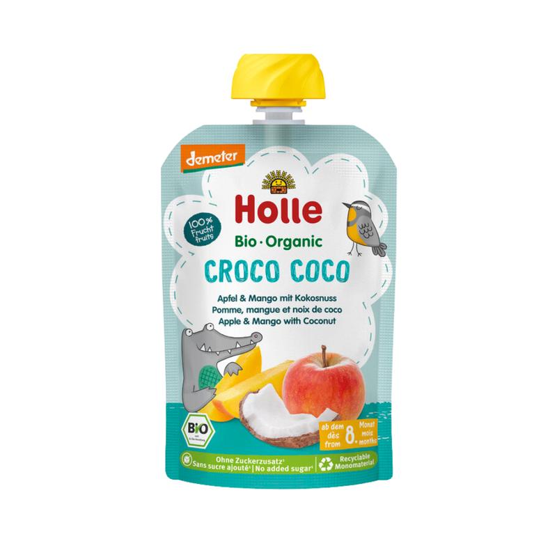 Holle Croco Coco: Apple & Mango with Coconut (8+ Months) - 10 Pouches